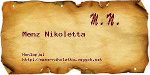 Menz Nikoletta névjegykártya